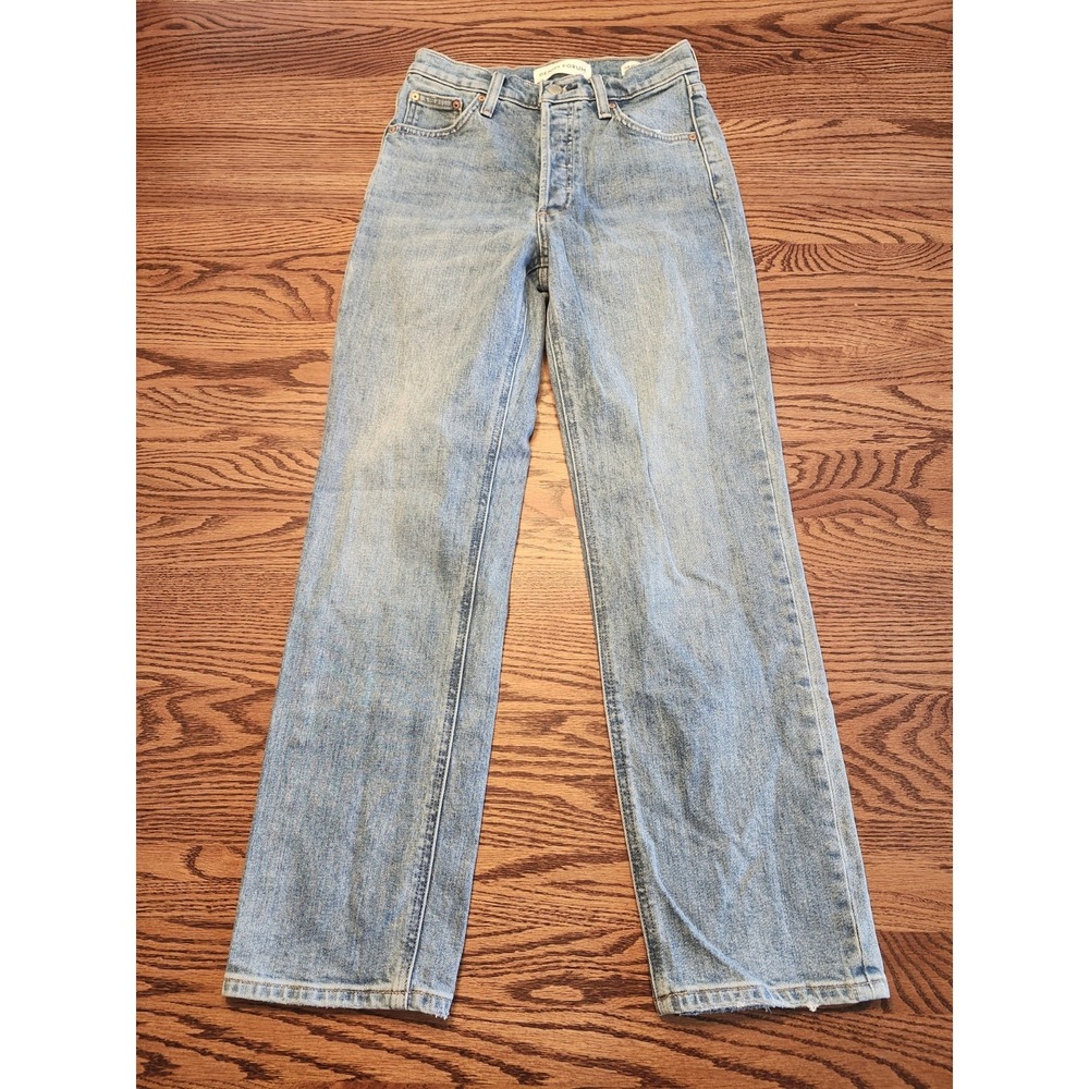 Denim Forum The Arlo High Rise Straight Jeans Women's Size 25 Light Wash 28L(27)